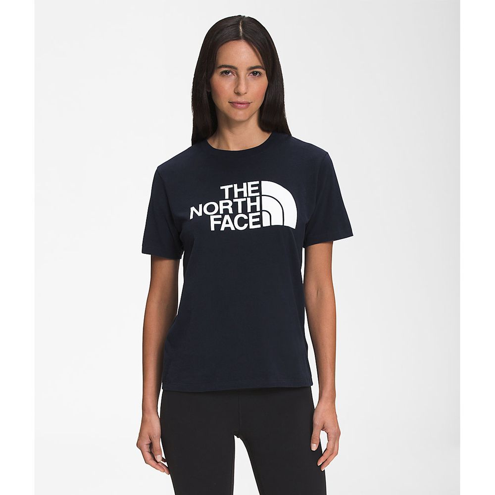 The North Face T-Shirts Womens Australia - The North Face Short Sleeve Half Dome Cotton Navy (FYQ-12